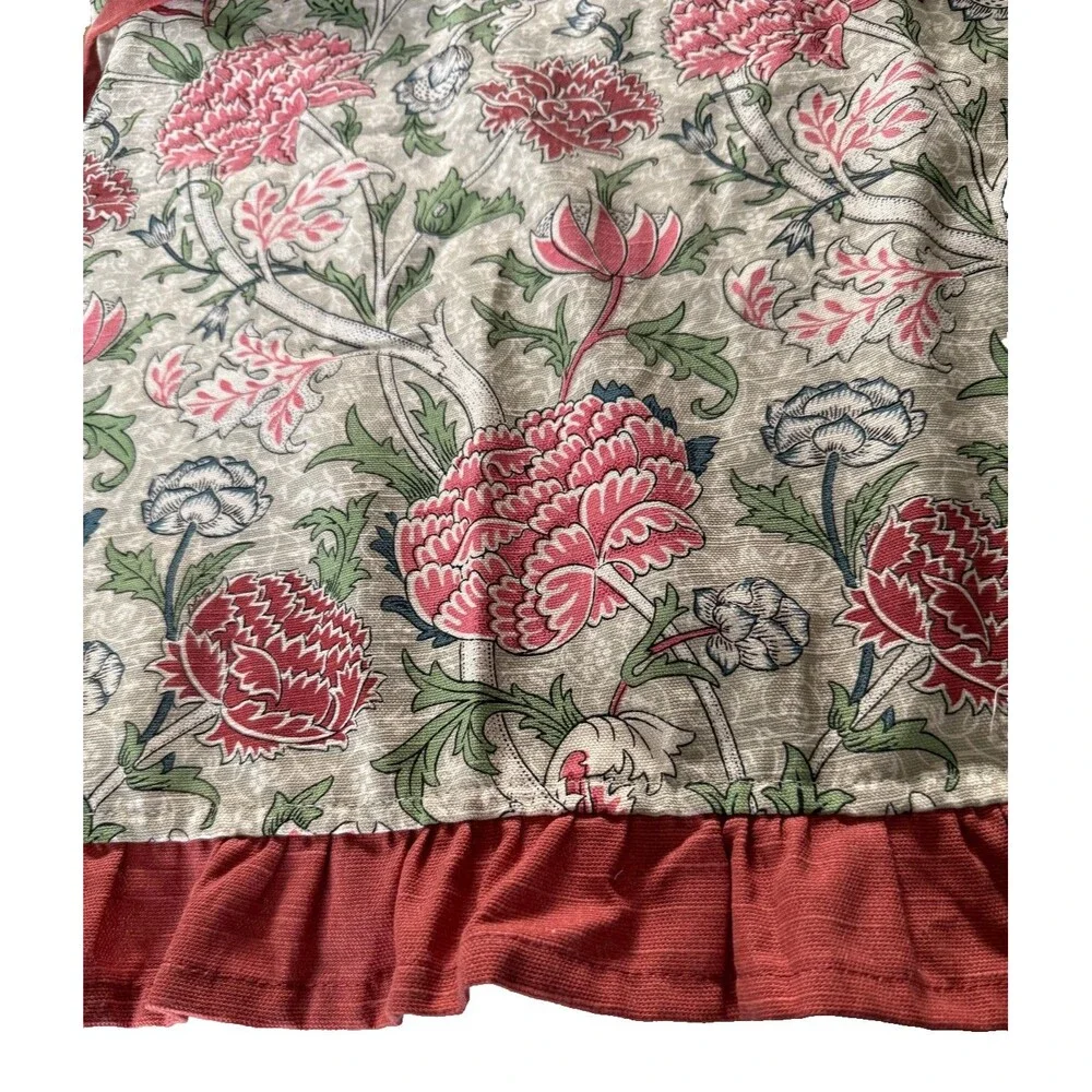 Morris & Co Chrysanthemum Kitchen Apron Cotton Multicolor Ruffle Bottom